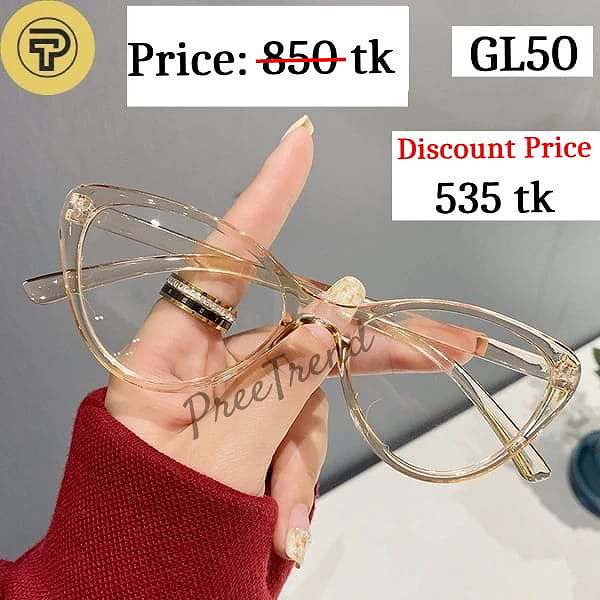 Transparent Tea Cat Eye Plastic Eyeglasses Frame for Women – GL50
