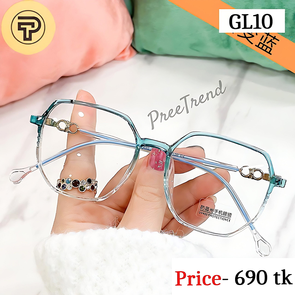 Sky Blue Transparent Geometric Plastic Eyeglasses Frame for Women & Men β GL10