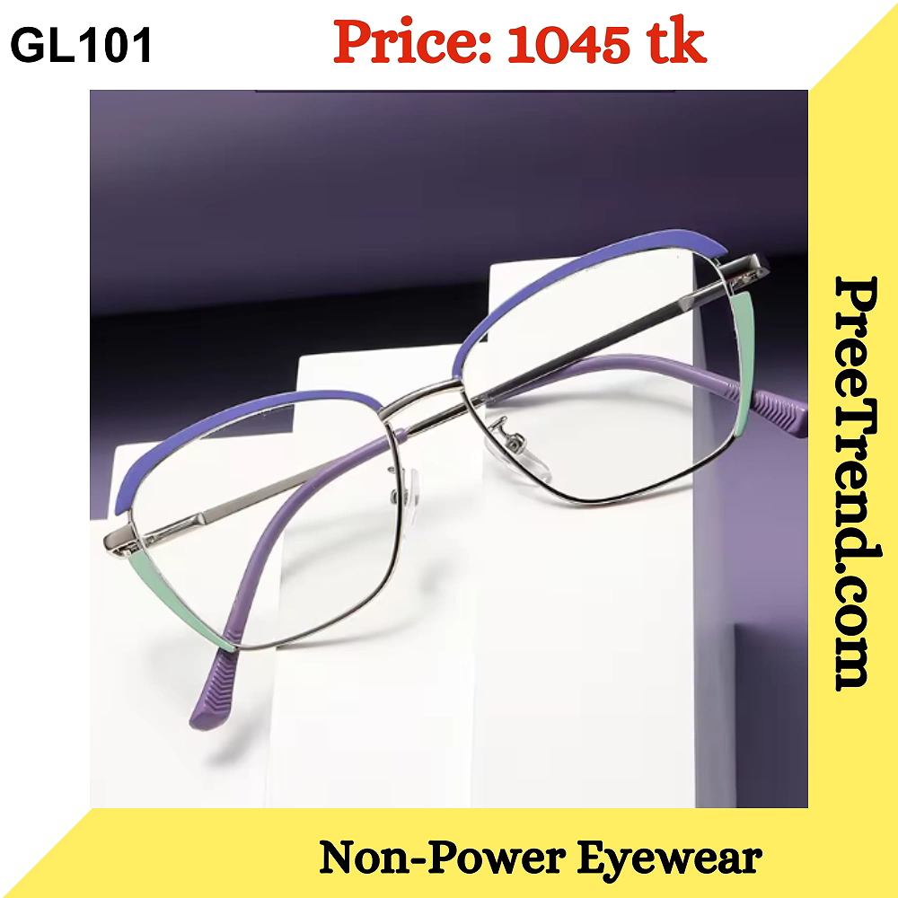 Purple Mint Geometric Metal Eyeglasses Frame for Women & Men – GL101