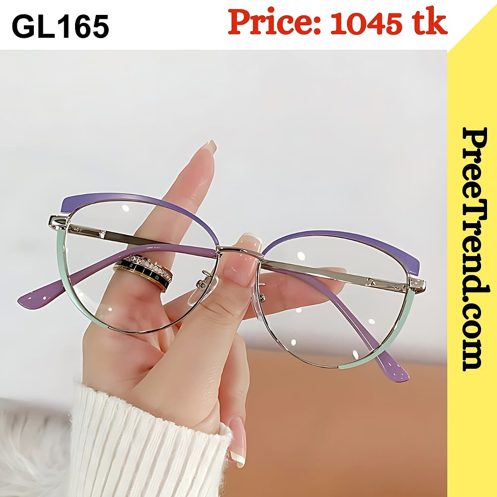 Purple Green Geometric Metal Eyeglasses Frame for Women β GL165
