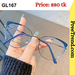 Blue Silver Cat Eye Metal Eyeglasses Frame for Women – GL167
