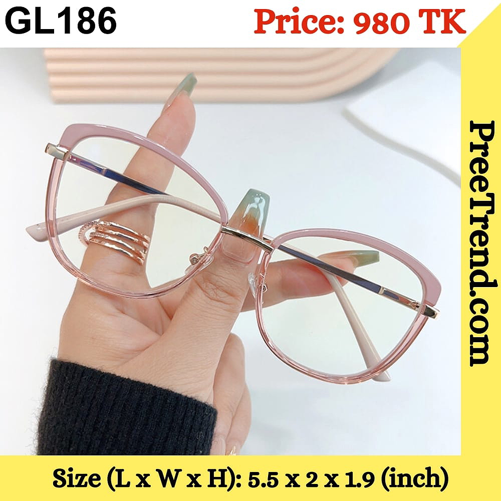 Pink Gold Geometric Metal Eyeglasses Frame for Women β GL186