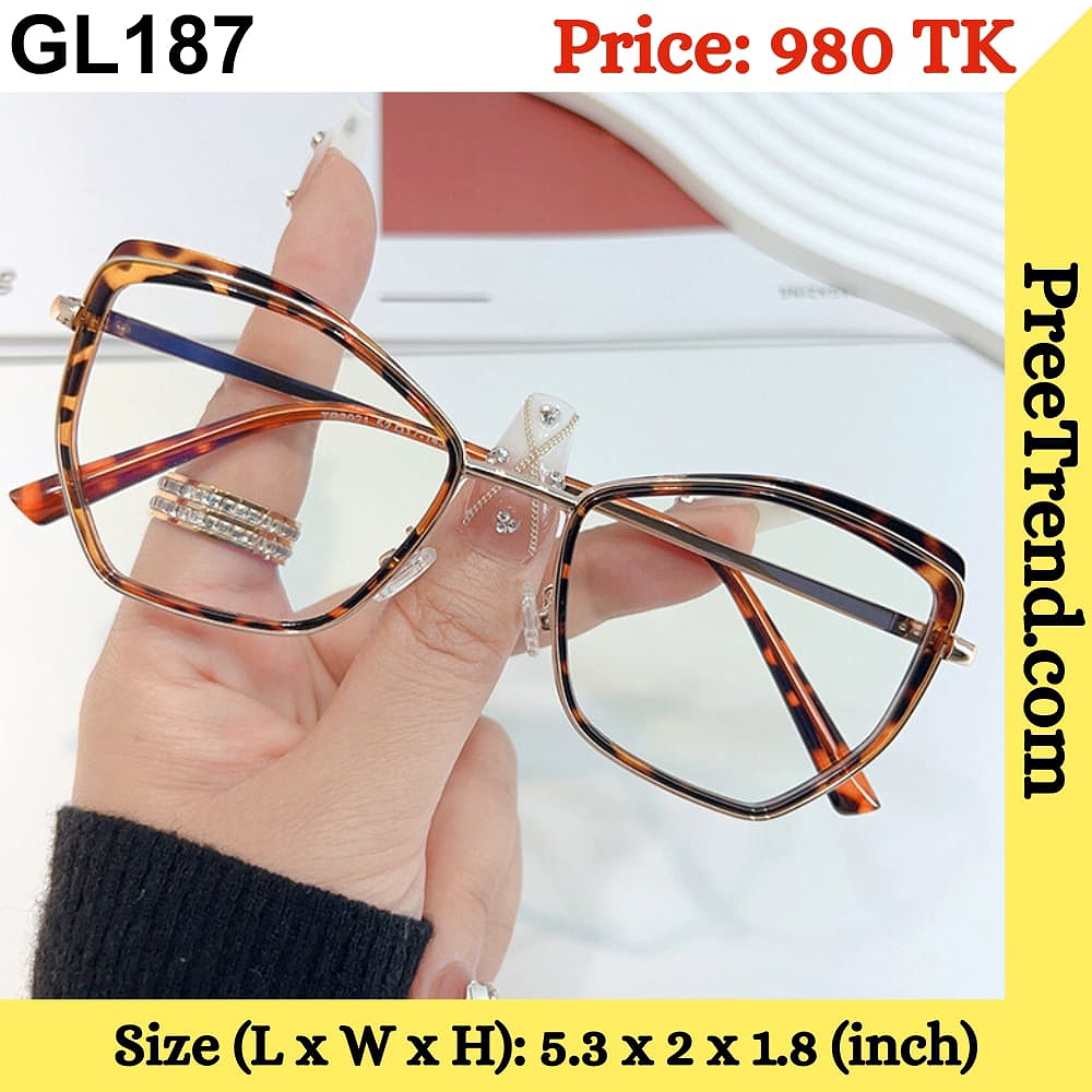 Tortoise Gold Geometric Metal Eyeglasses Frame for Women β GL187