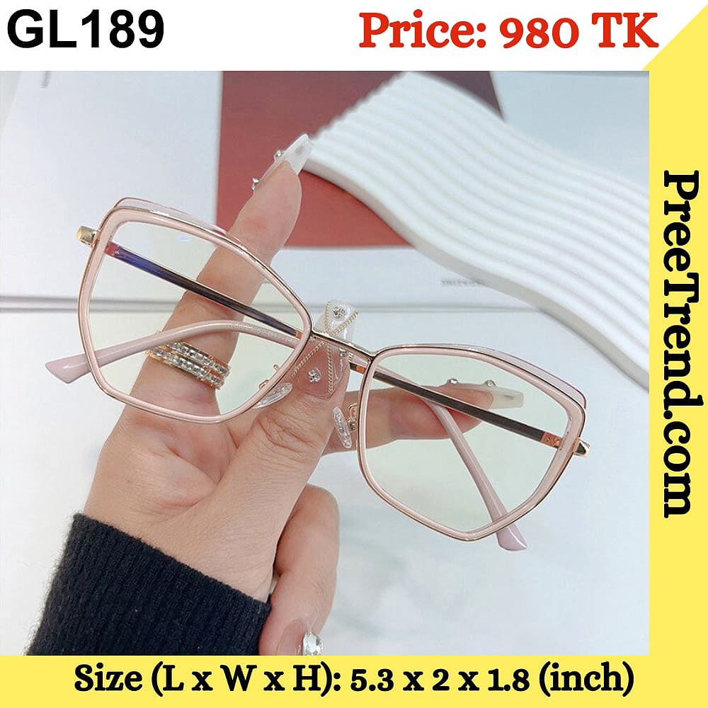 Pink Gold Geometric Metal Eyeglasses Frame for Women – GL189