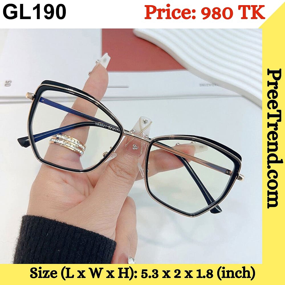 Black Gold Geometric Metal Eyeglasses Frame for Women β GL190