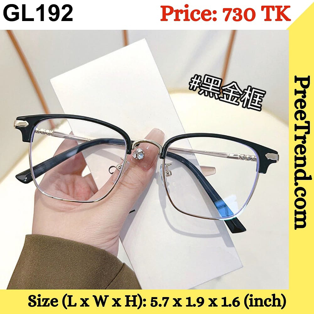 Black Browline Plastic Frame with Metal Handle Eyeglasses – GL192