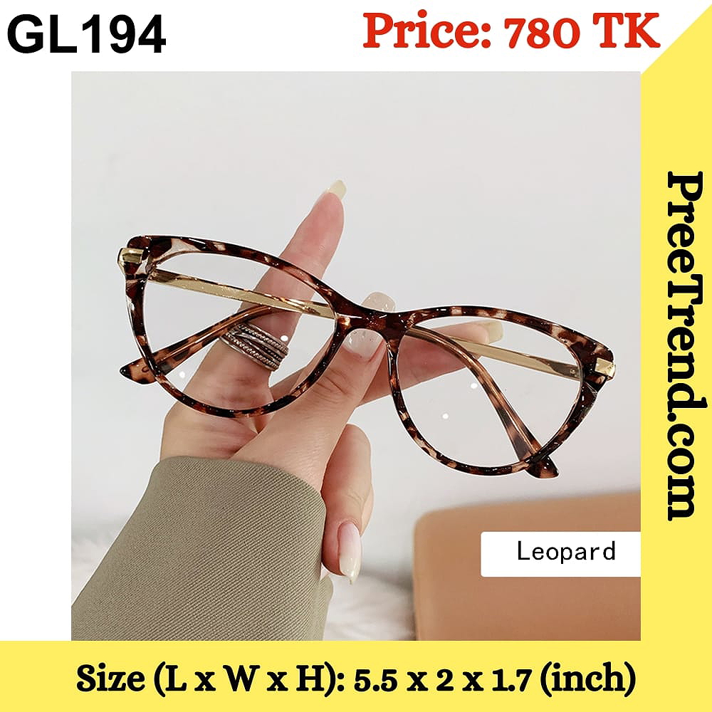 Leopard Cat Eye Plastic Frame with Metal Handle Eyeglasses for Women β GL194