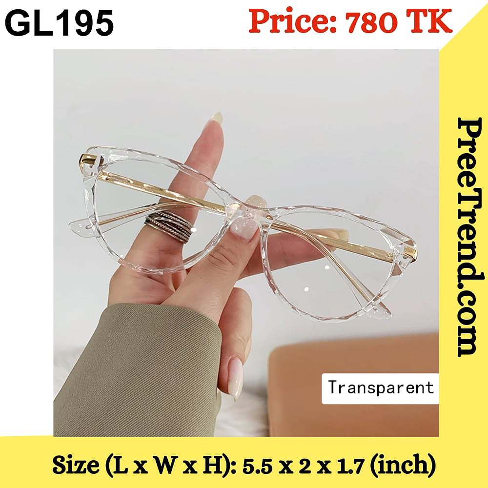 Transparent Cat Eye Plastic Frame with Metal Handle Eyeglasses for Women – GL195