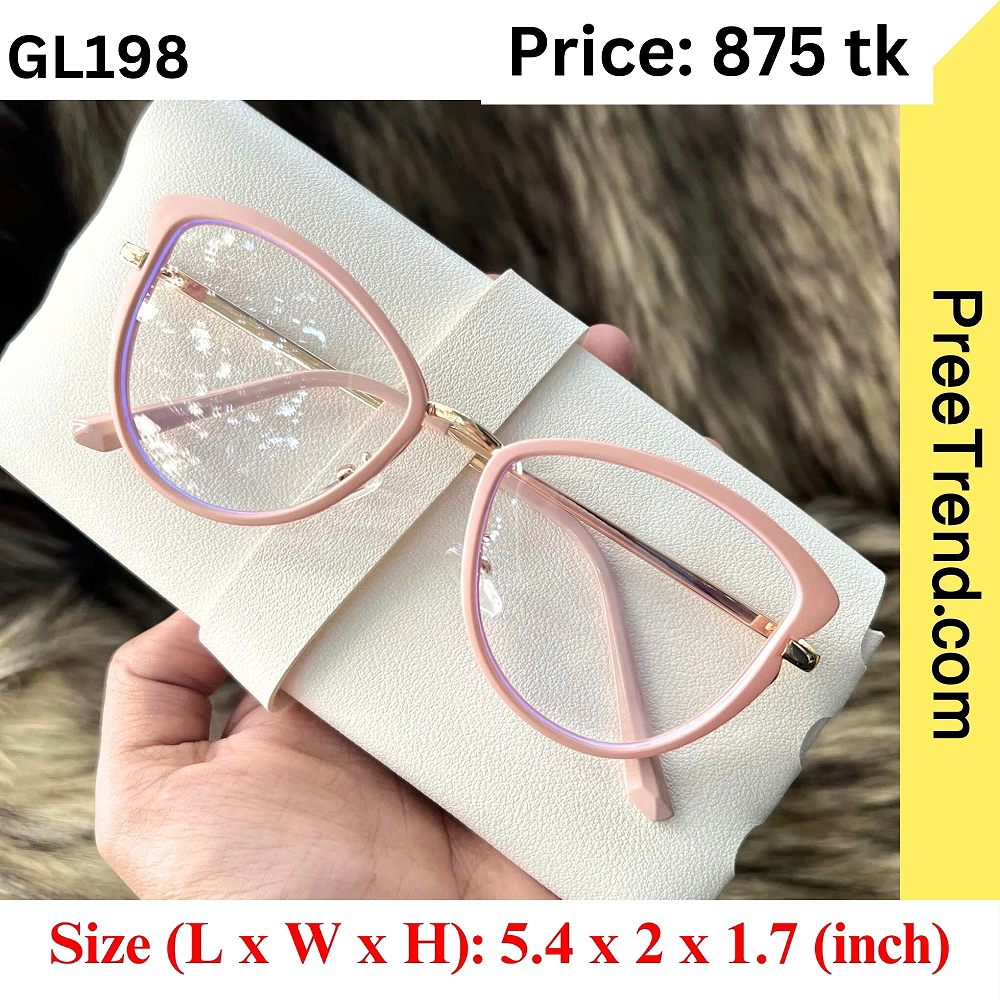 Pink Geometric Metal Eyeglasses Frame for Women – GL198