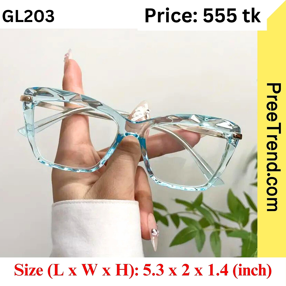 Transparent Blue Geometric Eyeglasses Frame for Women – GL203