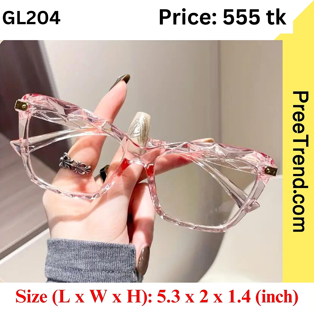 Transparent Pink Geometric Eyeglasses Frame for Women – GL204