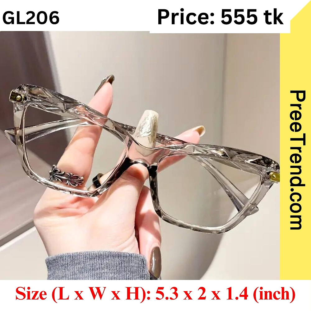 Transparent Grey Geometric Eyeglasses Frame for Women – GL206