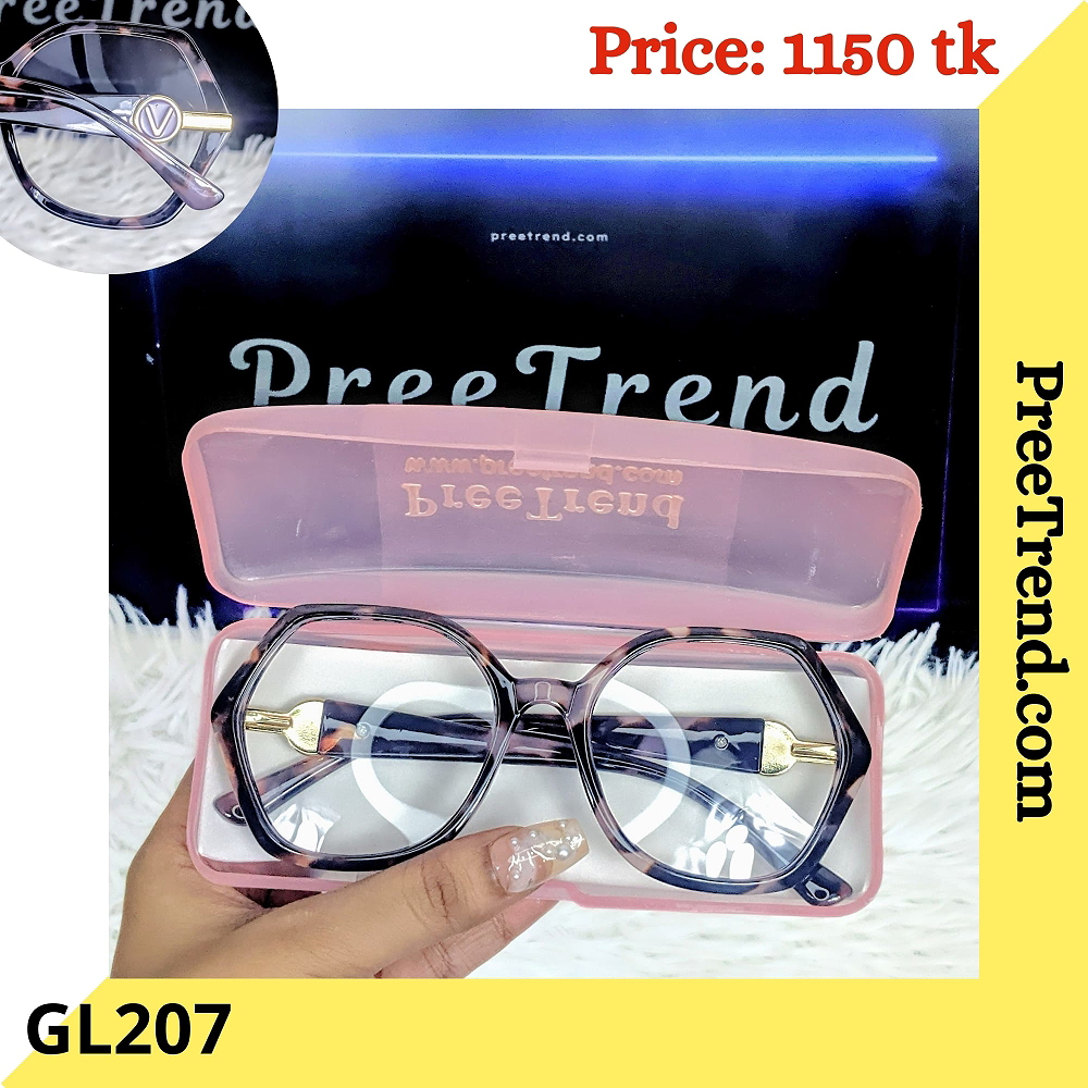 Grey Tortoise Hexagonal Plastic Frame Eyeglasses for Women & Men β GL207