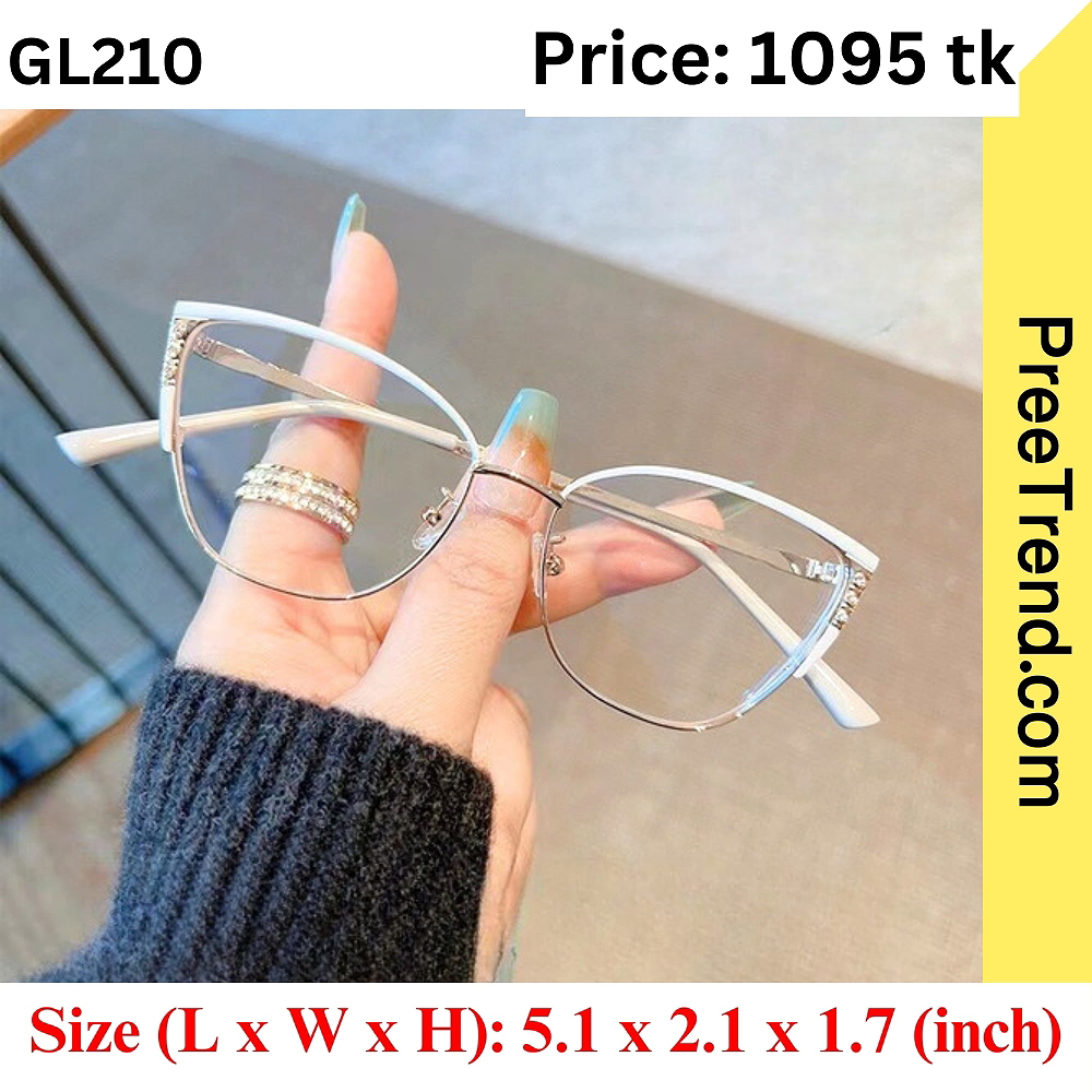 White Silver Cat Eye Metal Eyeglasses Frame for Women – GL210