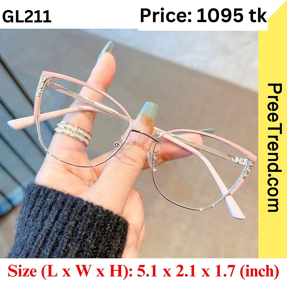 Pink Silver Cat Eye Metal Eyeglasses Frame for Women – GL211