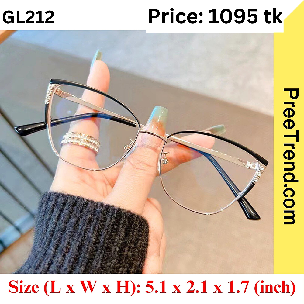 Black Silver Cat Eye Metal Eyeglasses Frame for Women – GL212