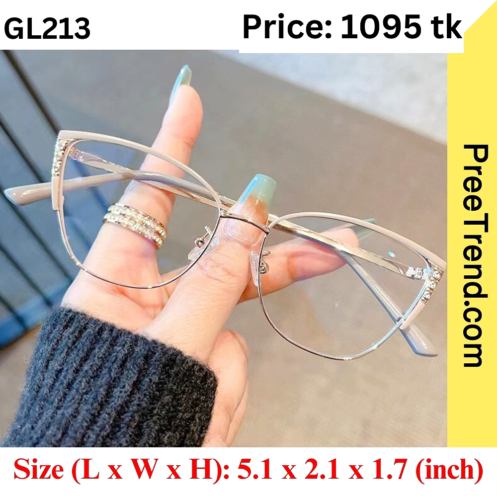 Beige Silver Cat Eye Metal Eyeglasses Frame for Women – GL213
