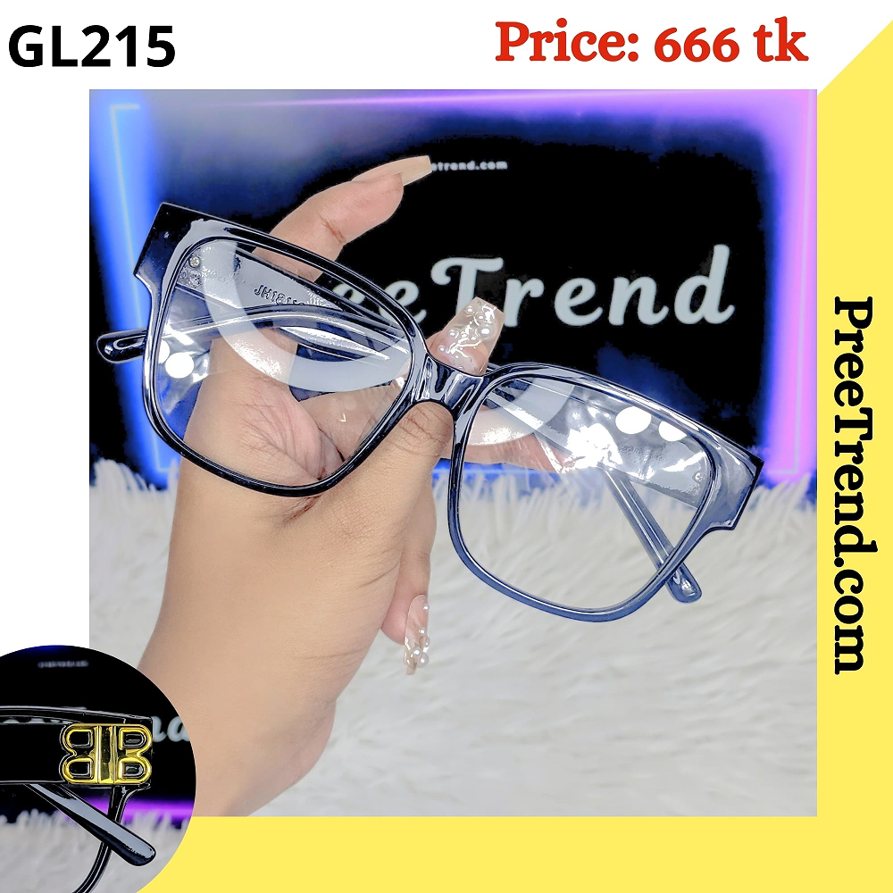 Glossy Black Square Plastic Frame Eyeglasses for Women & Men – GL215