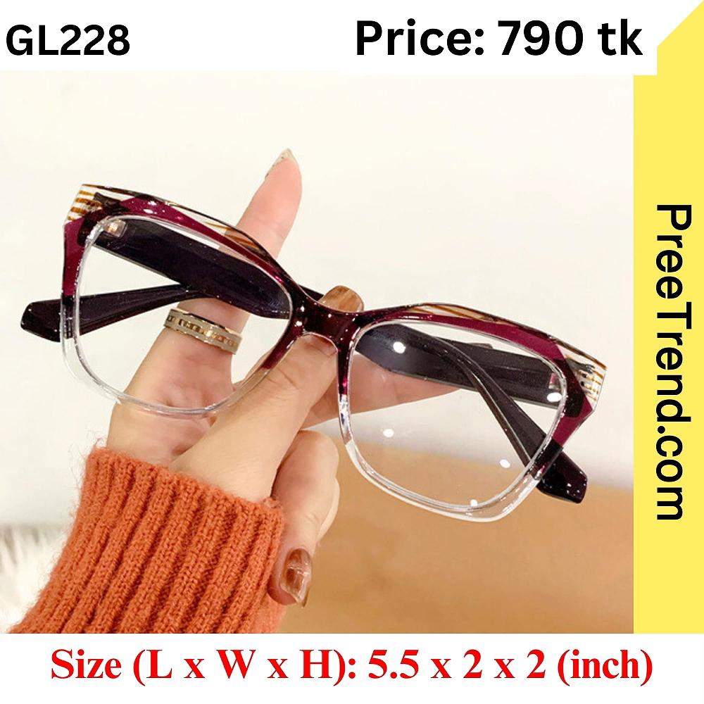 Burgundy Transparent Square Eyeglasses Frame for Women β GL228