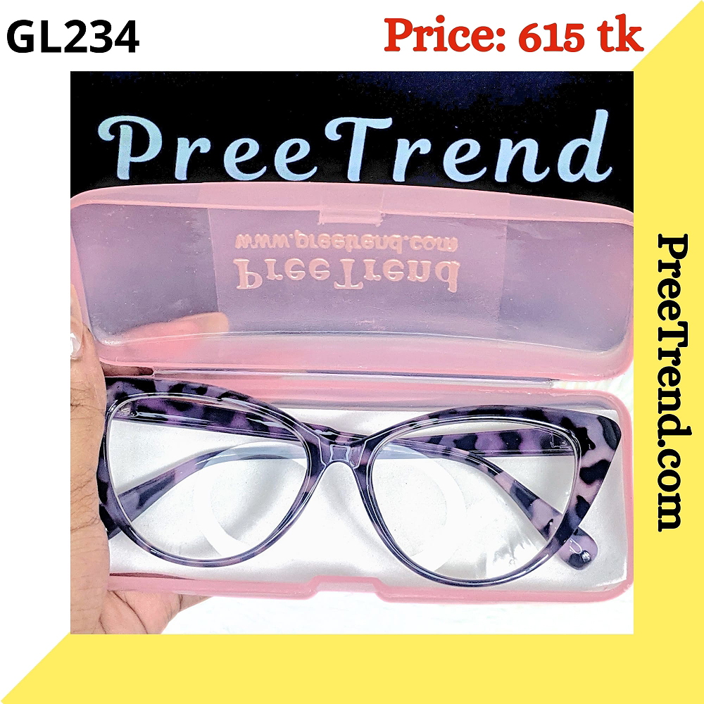 Purple Leopard Tortoise Slim Cat Eye Plastic Frame Eyeglasses for Women – GL234