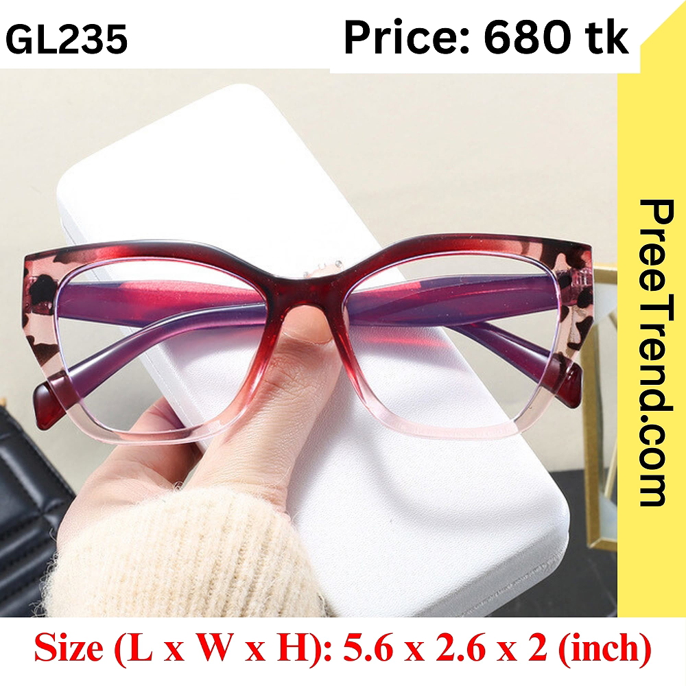 Red Transparent Square Eyeglasses Frame for Women β GL235