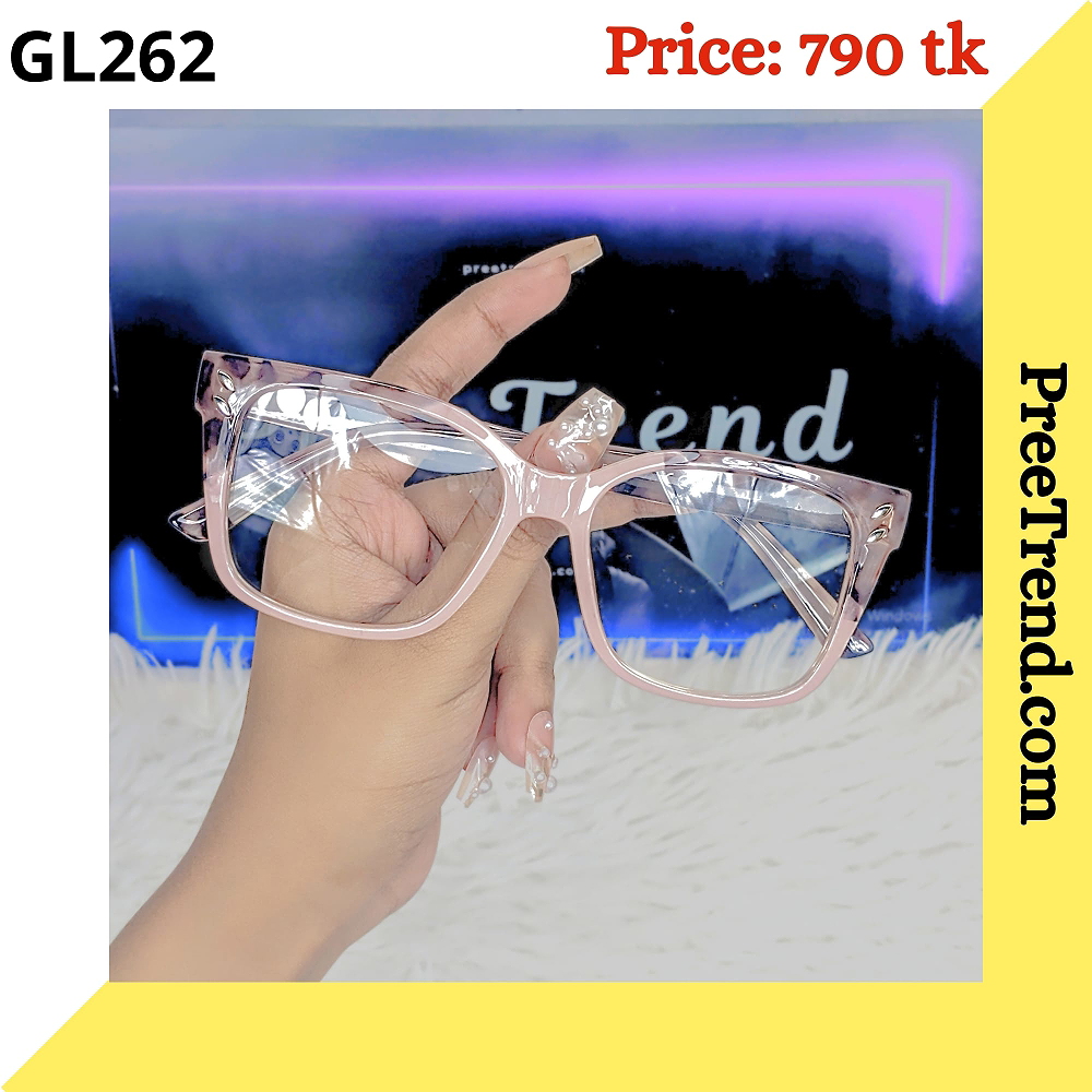 Transparent Pink Square Plastic Frame Eyeglasses for Women – GL262