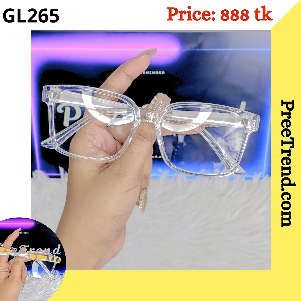 Transparent Clear Square Plastic Frame Eyeglasses for Women & Men – GL265