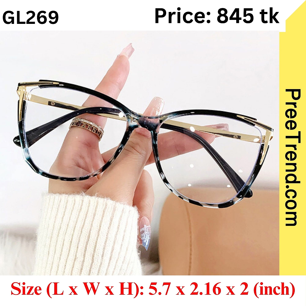 Black Tortoise Gold Detail Cat Eye Eyeglasses Frame for Women – GL269