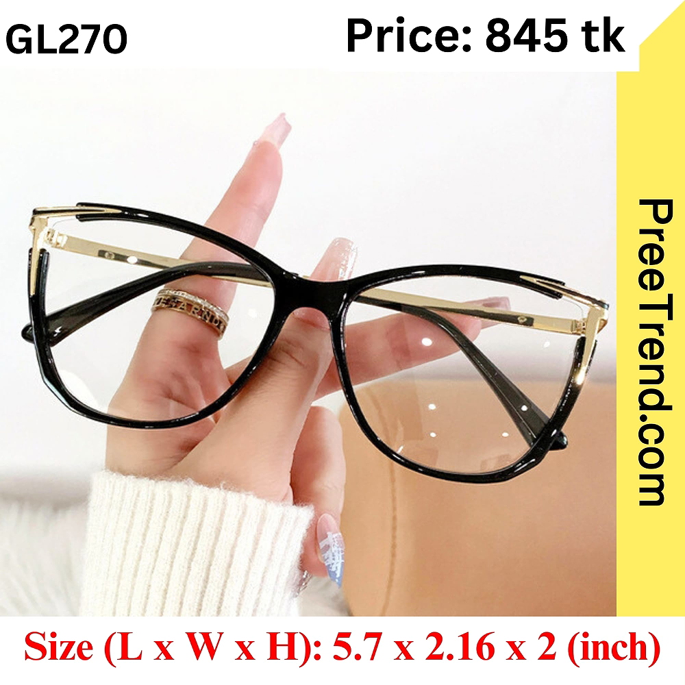 Black Gold Detail Cat Eye Eyeglasses Frame for Women β GL270