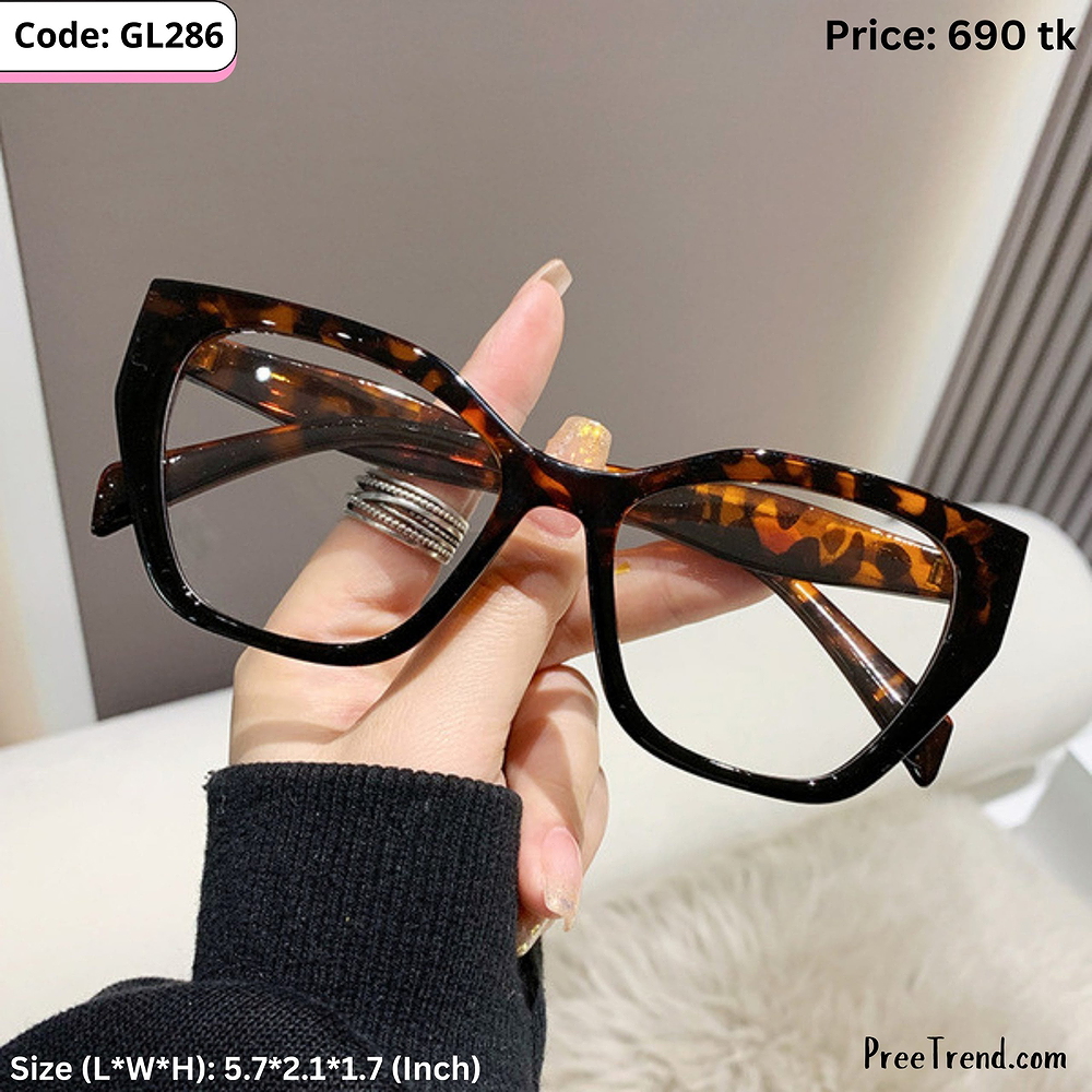 Tortoise Shell Geometric Cat Eye Plastic Frame Eyeglasses for Women – GL286