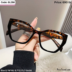 Tortoise Shell Geometric Cat Eye Plastic Frame Eyeglasses for Women – GL286