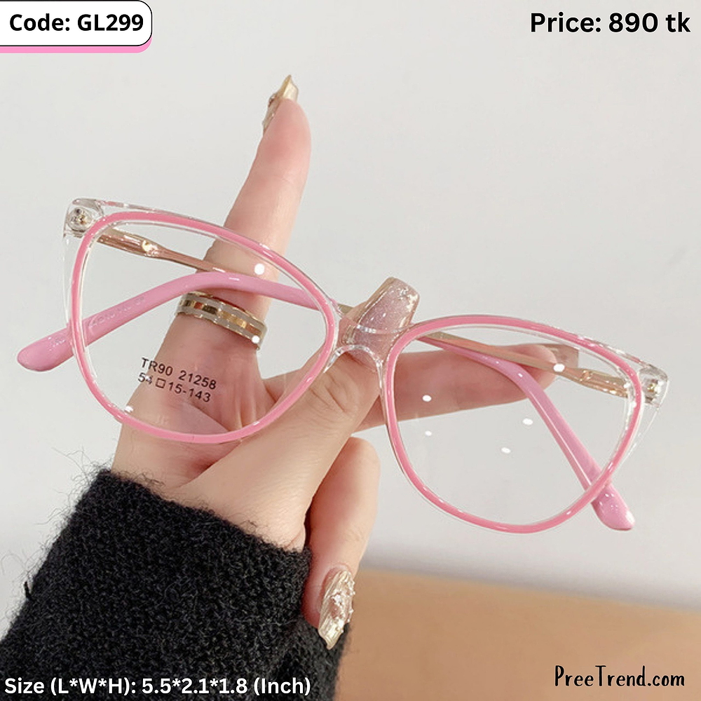 Pink and Clear Dual Tone Cat Eye Plastic Frame Eyeglasses for Women – GL299