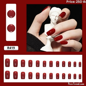 Glossy Solid Deep Tomato Red Short Square Press On Nails (24 Pcs) - R419