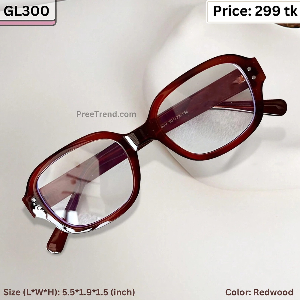 Redwood Oval Plastic Frame Eyeglasses for Women & Men – GL300