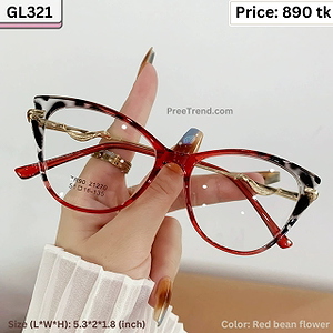 Red Bean Flower Tortoise Cat Eye Plastic and Metal Frame Eyeglasses for Women – GL321
