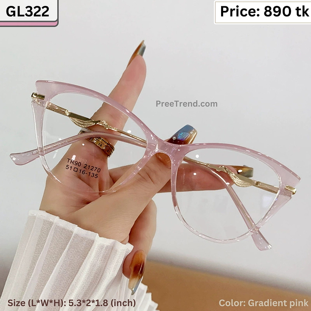 Transparent Gradient Pink Cat Eye Plastic and Metal Frame Eyeglasses for Women β GL322
