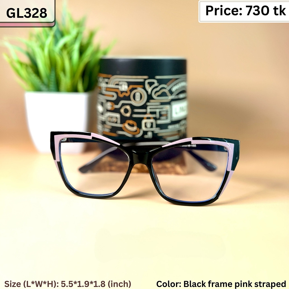 Black and Pink Dual Tone Cat Eye Plastic Frame Eyeglasses for Women – GL328