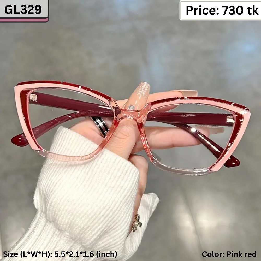 Pink and Red Dual Tone Cat Eye Plastic Frame Eyeglasses for Women – GL329