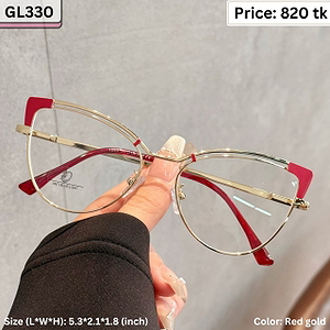 Red and Gold Cat Eye Metal Frame Eyeglasses for Women – GL330