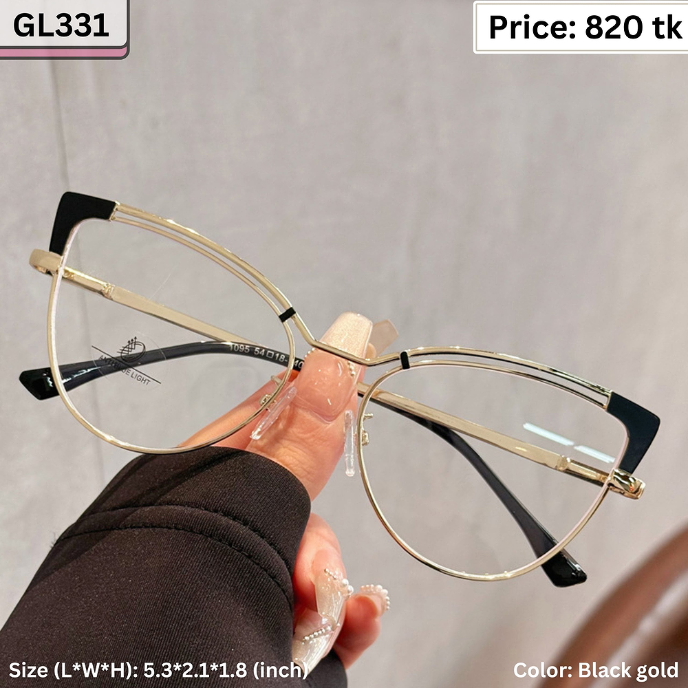 Black and Gold Cat Eye Metal Frame Eyeglasses for Women β GL331