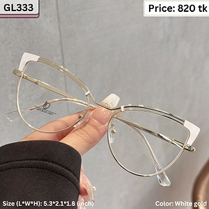 White and Gold Cat Eye Metal Frame Eyeglasses for Women – GL333