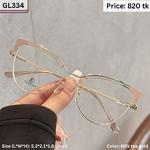 Milk Tea Pink and Gold Cat Eye Metal Frame Eyeglasses for Women – GL334