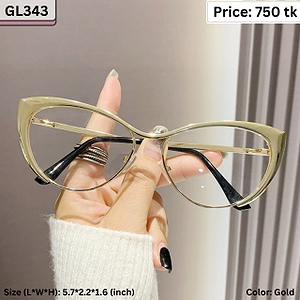 Metallic Gold Cat Eye Metal Frame Eyeglasses for Women – GL343