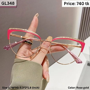 Rose Pink and Gold Cat Eye Metal Frame with Glitter Accent Eyeglasses for Women – GL348