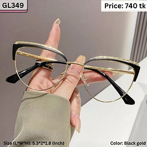 Black and Gold Cat Eye Metal Frame with Glitter Accent Eyeglasses for Women – GL349