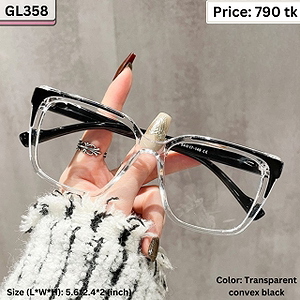 Transparent Clear and Black Square Plastic Frame Eyeglasses for Women & Men – GL358