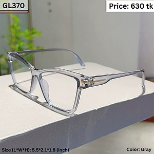 Transparent Gray Square Plastic Frame Eyeglasses for Women & Men – GL370