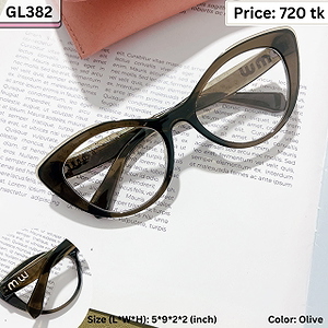Transparent Olive Green Slim Cat Eye Plastic Frame Eyeglasses for Women – GL382