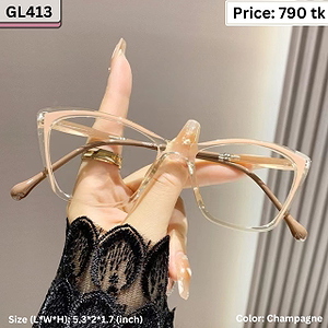 Transparent Champagne Dual Tone Cat Eye Plastic Frame Eyeglasses for Women – GL413