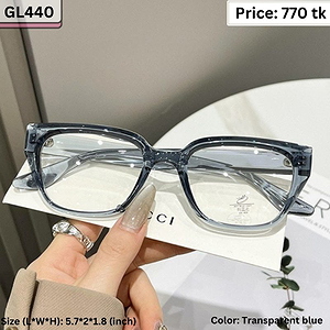 Transparent Blue Square Plastic Frame Eyeglasses for Women & Men – GL440